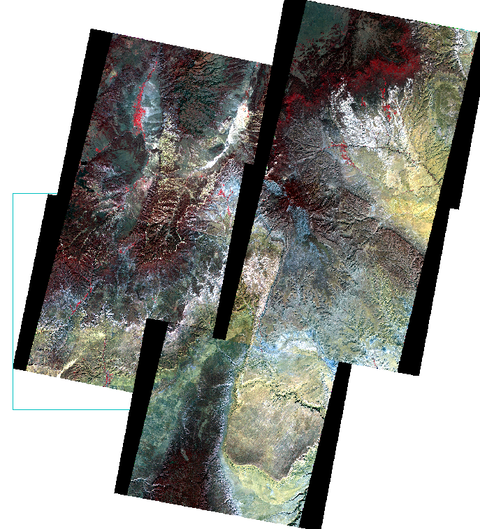 米国ユタ州ナバホ砂岩の分布域のASTERフォールスカラー画像