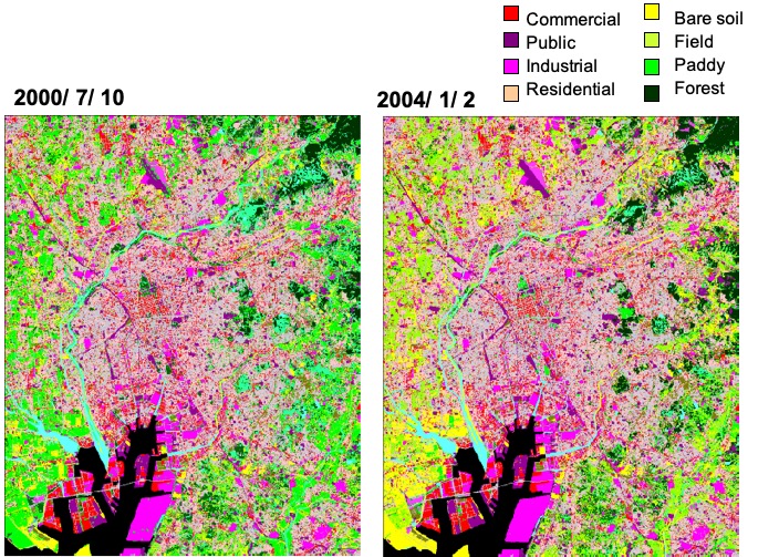 ASTERデータによる名古屋市の土地被覆分類結果