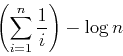 \begin{displaymath}
\left(\sum_{i}^n{1\over i}\right)-\log n
\end{displaymath}