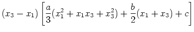 $\displaystyle (x_3-x_1)\left[{a\over 3}(x_1^2+x_1x_3+x_3^2)+{b\over 2}(x_1+x_3)+c\right]$