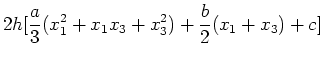 $\displaystyle 2h[{a\over 3}(x_1^2+x_1x_3+x_3^2)+{b\over 2}(x_1+x_3)+c]$