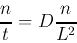 \begin{displaymath}
{n\over t}=4D{n\over L^2}
\end{displaymath}